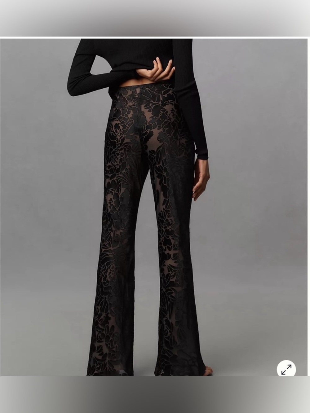 Anthropologie TND Fleur Noir Sheer Lace Pants Size Large NWT - Picture 2 of 7